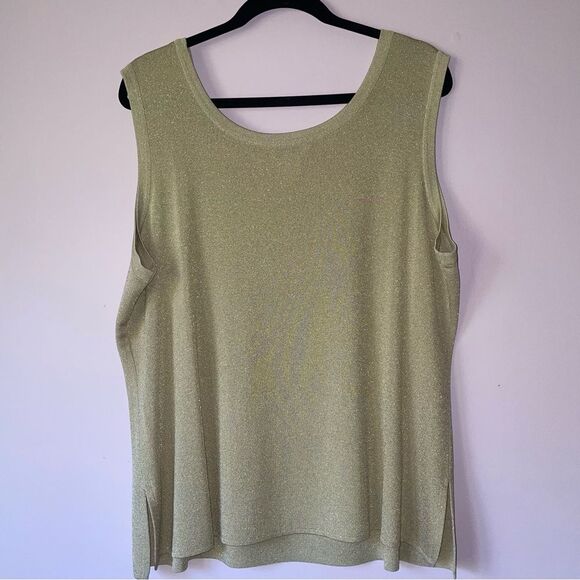Misook 2X Knit Tank Top Double Scoop Neck Tan Metallic - Picture 5 of 7